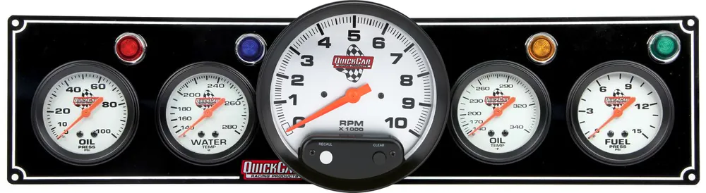 QUICKCAR RACING PRODUCTS 3-1 Gauge Panel OP/WT/OP /FP w/5in Tach Black 61-6751 Exclusive Offer