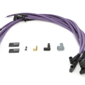While Supplies Last Scott Performance High Performance Spiral Core 10 mm Spark Plug Wire Set - Purple - 90 Degree Plug Boots - Small Block Chevy
