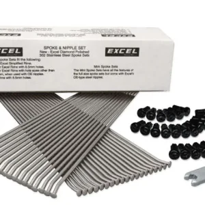 Worldwide Shipping Excel Rear Spoke/Black Nipple Set (w/ Wrench) - 8 Gauge / 36 Qty - Black