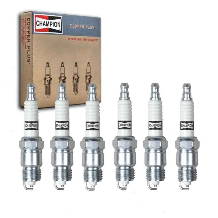 1975-1976 Dodge W200 3.7L L6 6 pc Champion Copper Plus Spark Plugs - Ignition Secondary Clearance