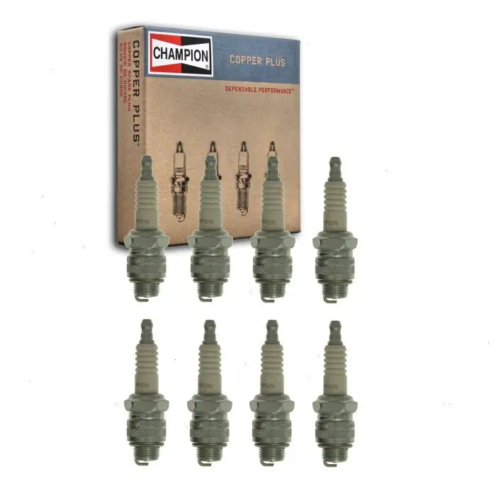 1955-1958 Pontiac Chieftain 4.7L 5.2L 5.7L 6.1L V8 8 pc Champion Copper Plus Spark Plugs - Ignition Markdown